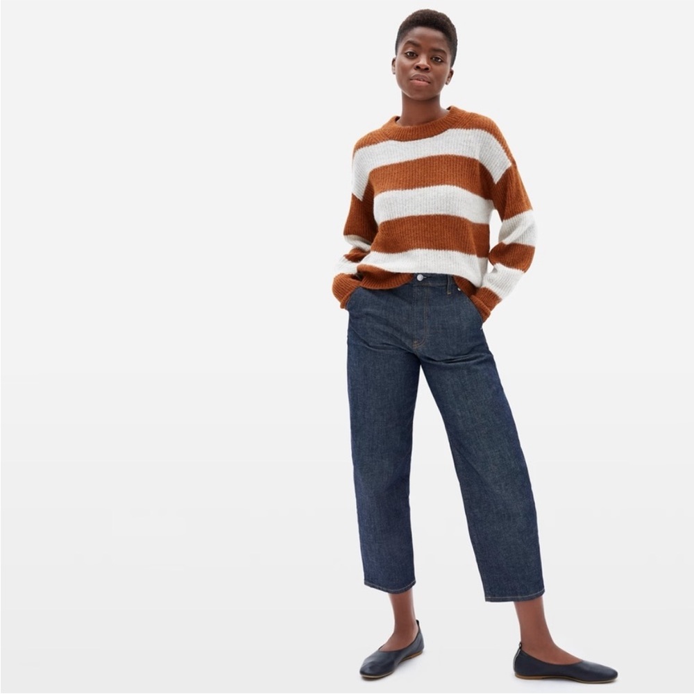 Everlane copper and cream striped alpaca sweater XS
